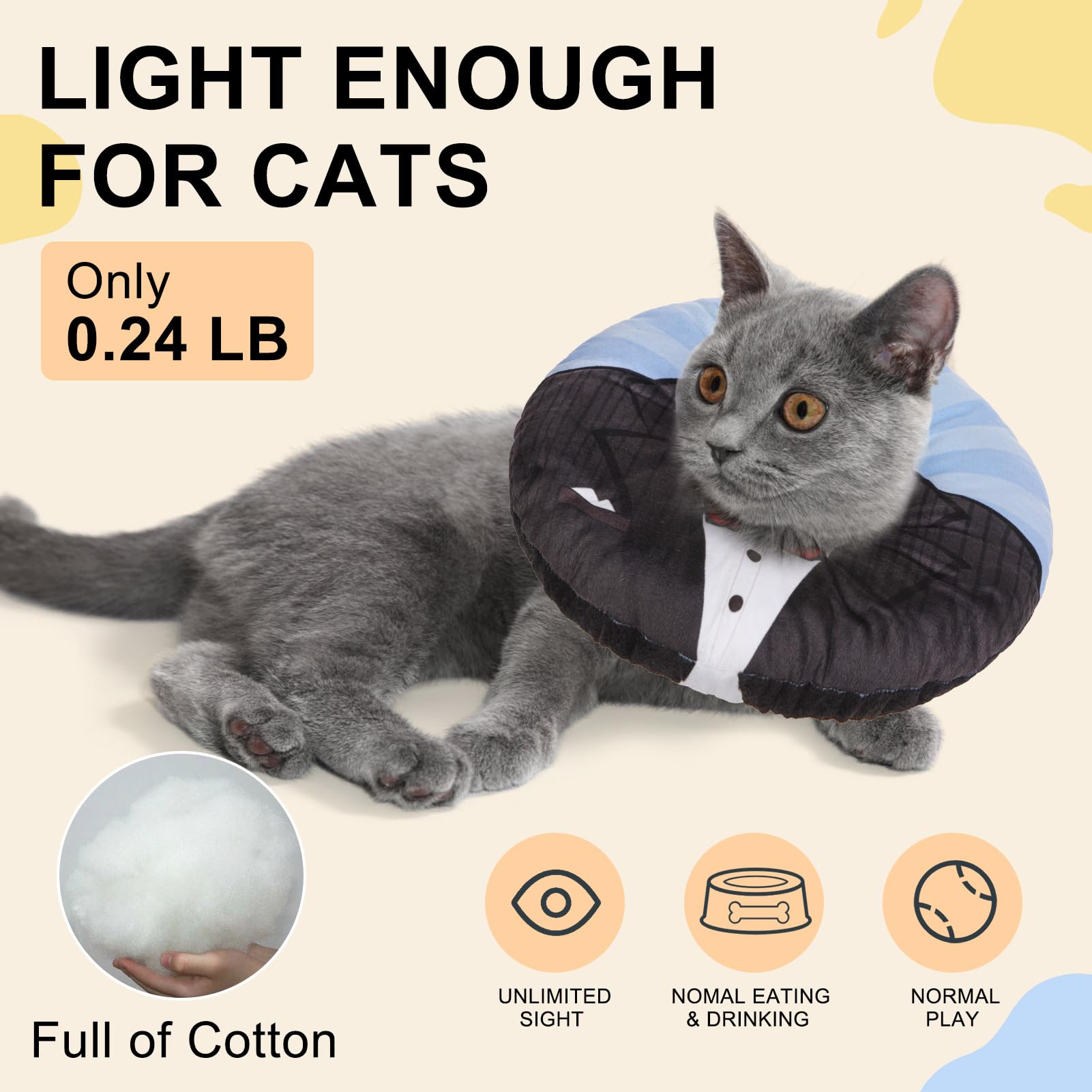 BEAUTYZOO cat cone collar, no inflation and easy to clean.