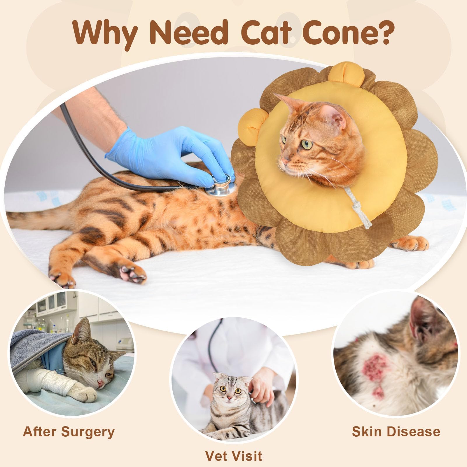 BEAUTYZOO Cat Cone Collar Soft fit adjustable for different sizes