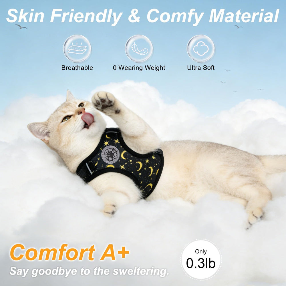Beautyzoo cat harness adjustable sliders for a snug fit