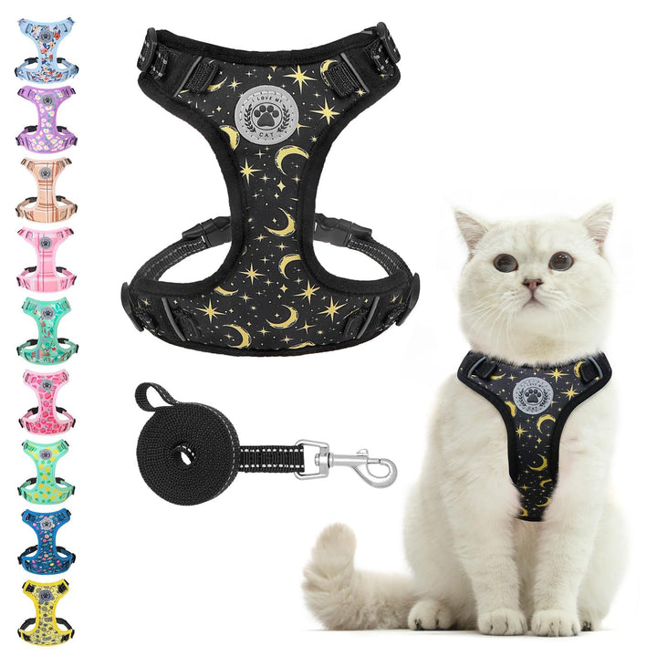 BEAUTYZOO cat harness overhead design for easy wearing during strolls.