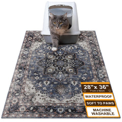 BEAUTYZOO cat litter mat layout view showing 28x36 coverage to cut down litter spread