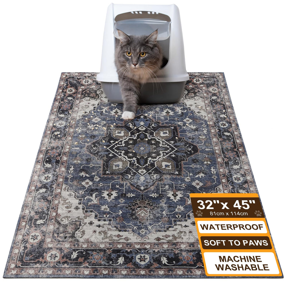 BEAUTYZOO Cat Litter Mat Large 32x45 traps litter and protects floors
