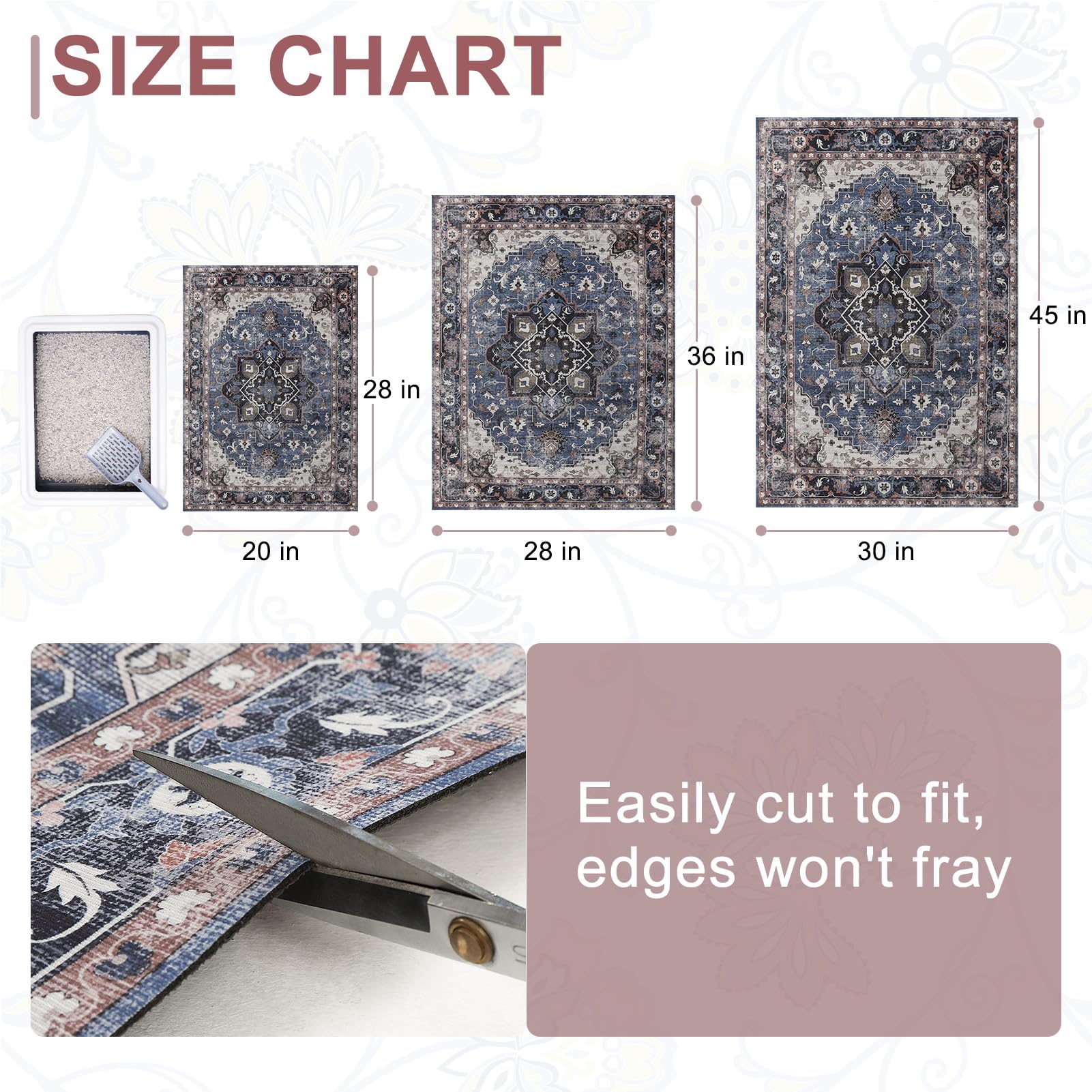 BEAUTYZOO Litter Mat with waterproof backing prevents urine seepage