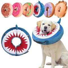 BEAUTYZOO donut neck cone shark blue protects wounds while keeping neck movement comfortable.