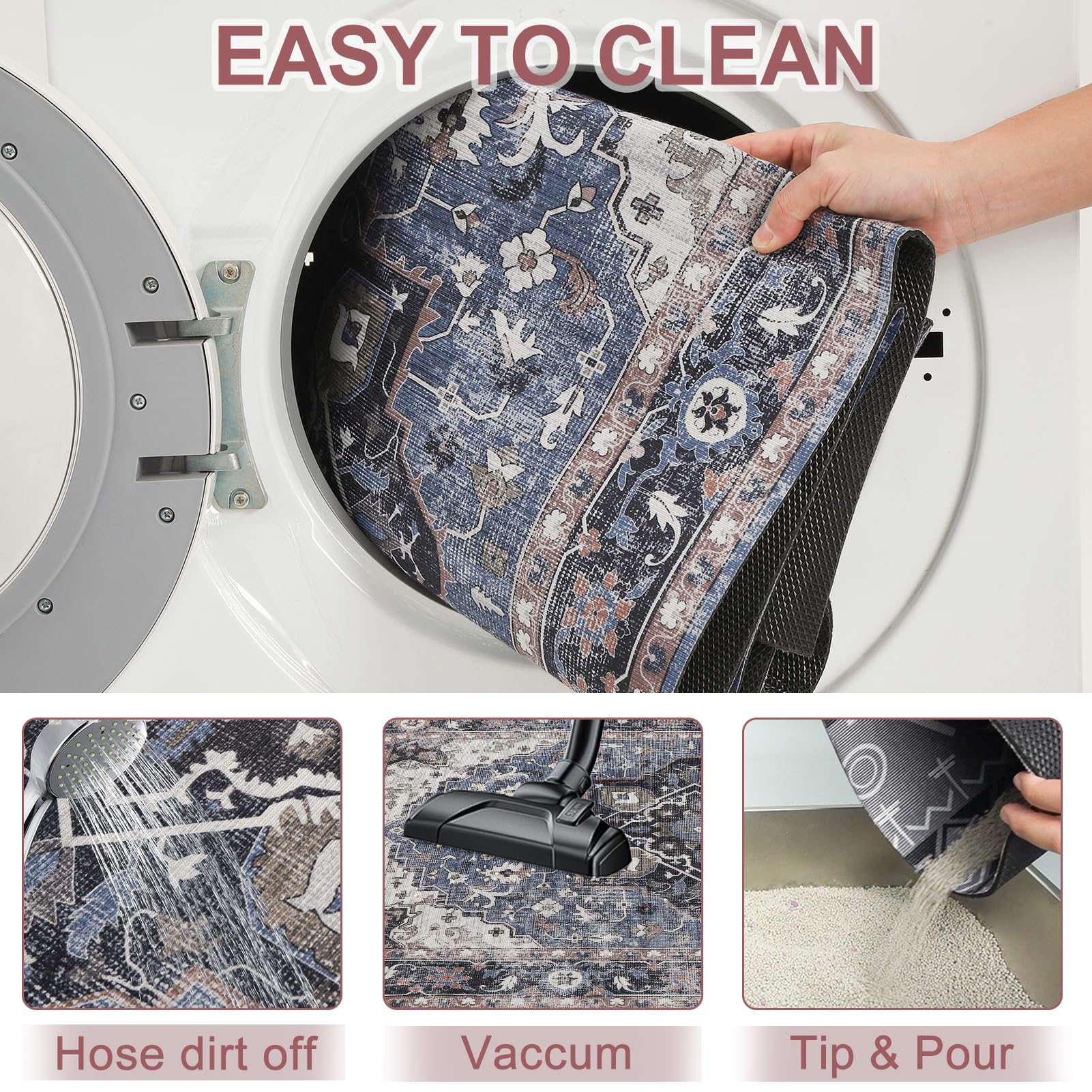 BEAUTYZOO cat litter mat easy-clean feature shows machine washable convenience