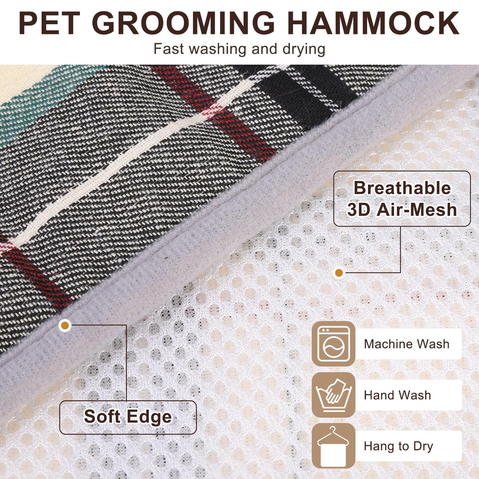 BEAUTYZOO hanging harness offers breathable mesh and roomy neck space during grooming