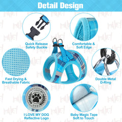 Beautyzoo harness shows reflective strips for safer night walks.