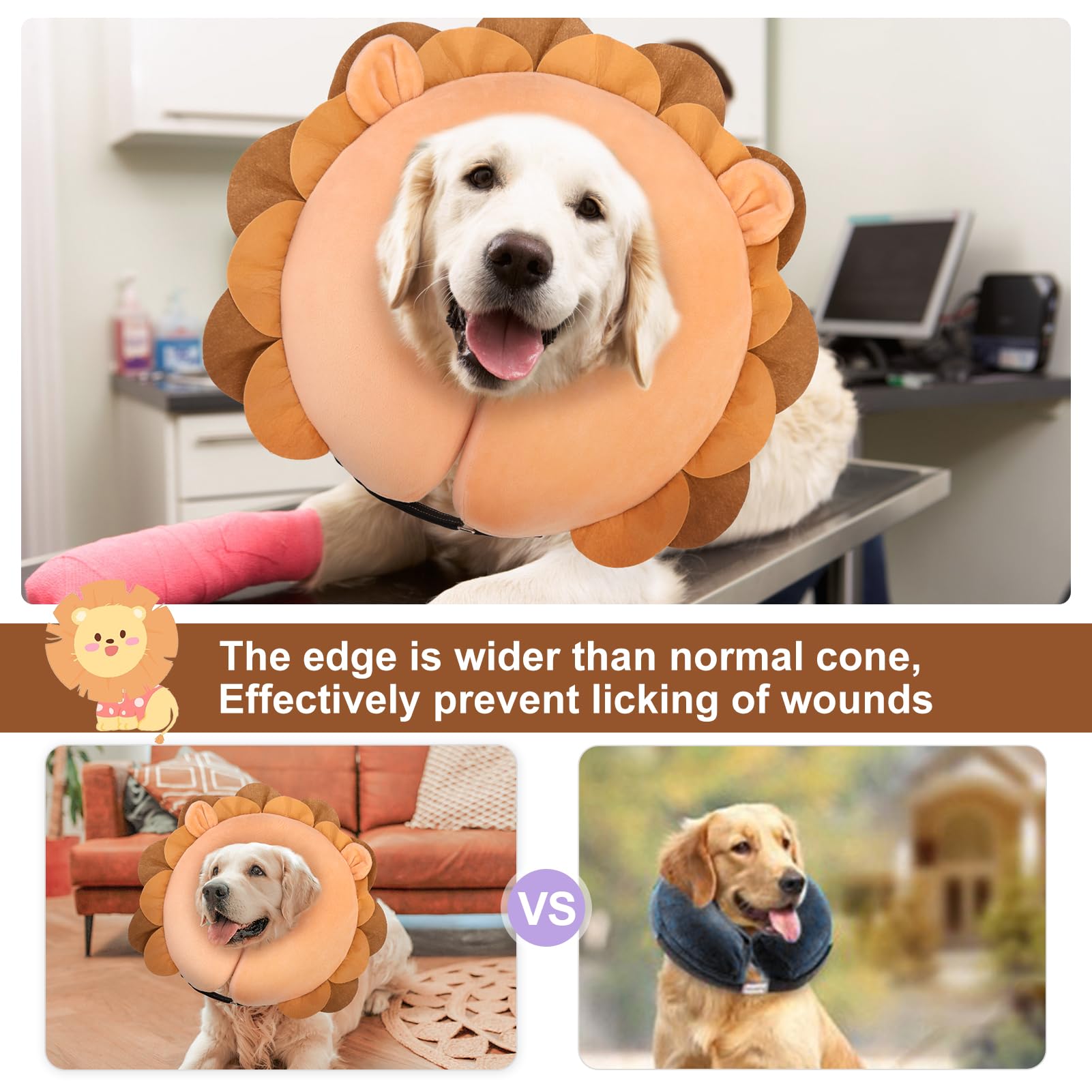 BeautyZoo inflatable dog cone offers wide fit and clear visibility during meals.