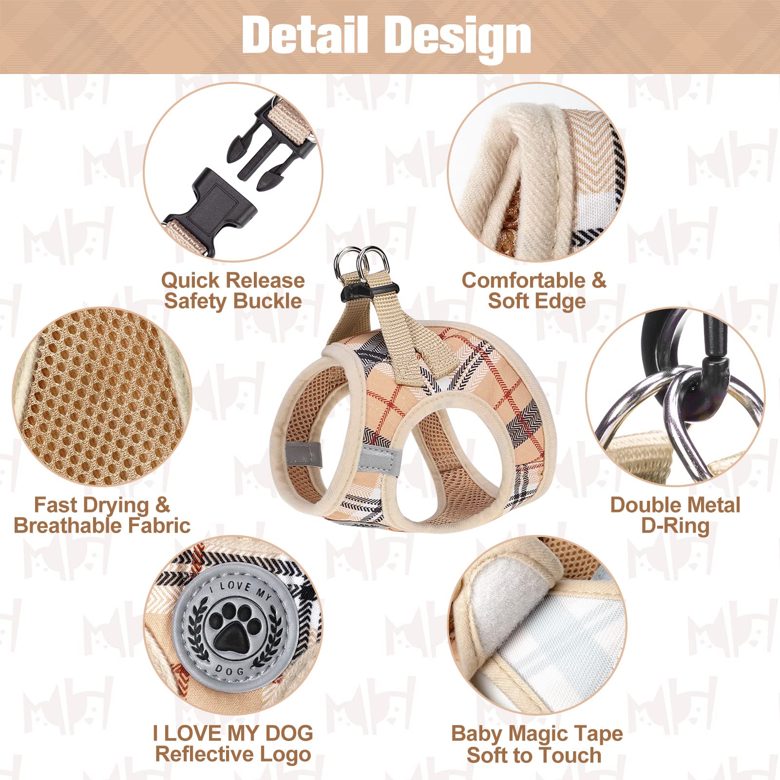BEAUTYZOO no-pull no-choke harness with buckle for safer walks