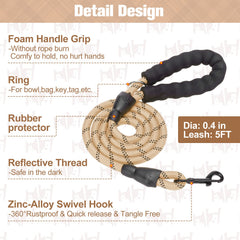 BEAUTYZOO padded-handle leash for comfortable grip during walks