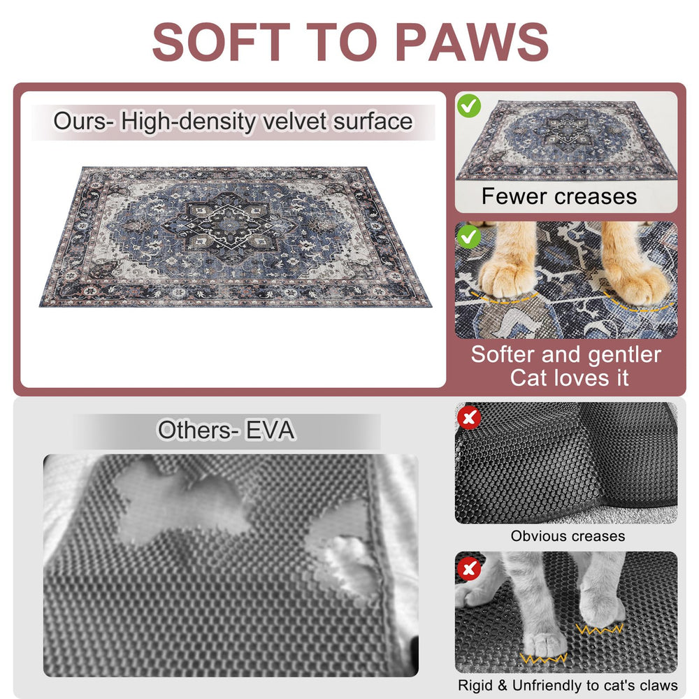 BEAUTYZOO cat litter mat retro pattern design closeup adds stylish, durable home decor