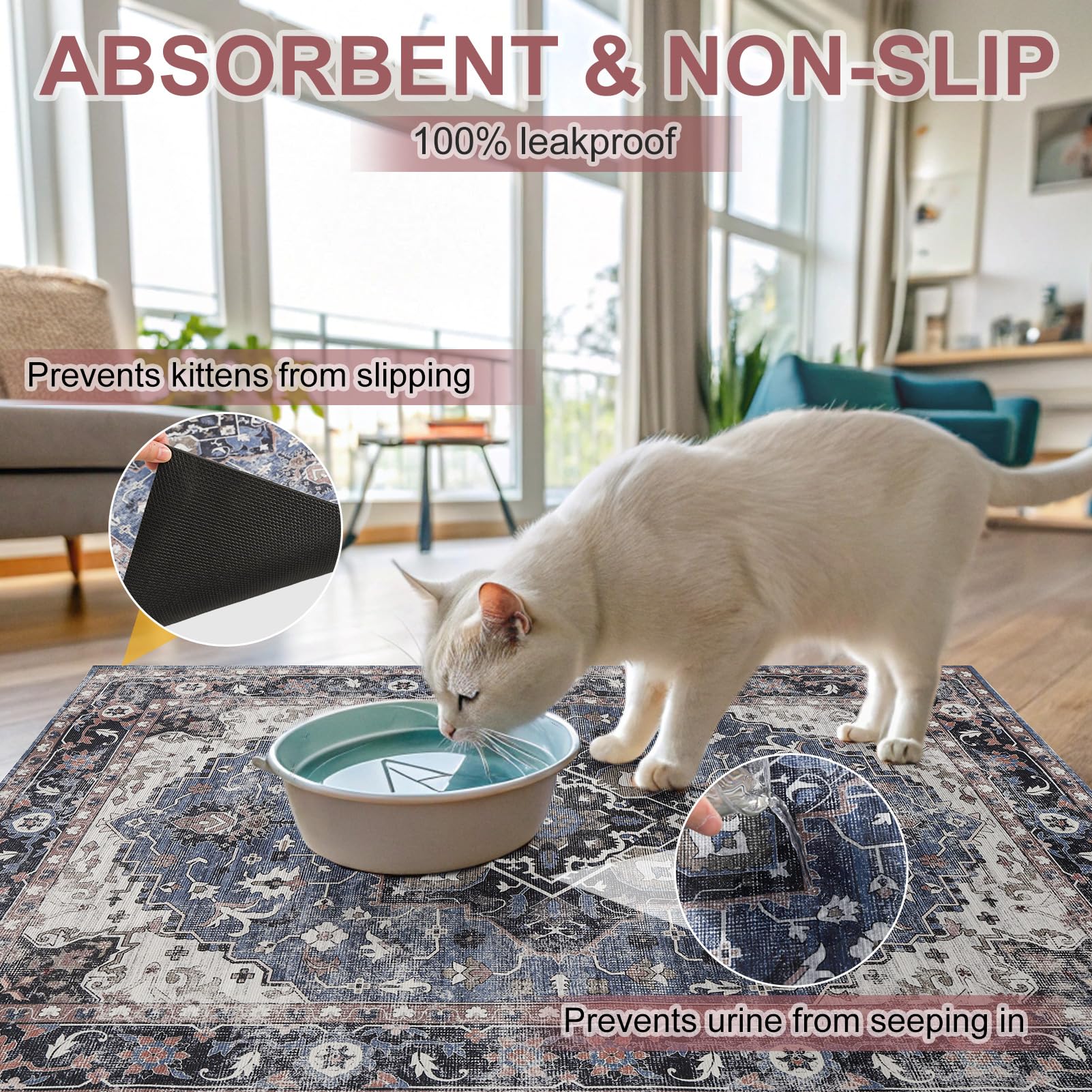 BEAUTYZOO cat litter mat wide coverage area demonstrates suitability for multiple boxes
