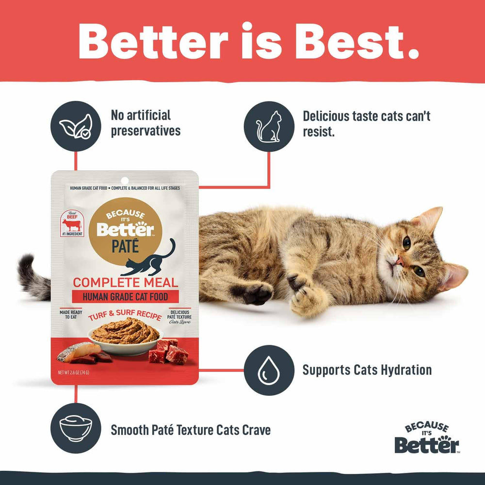 Because It’s Better pâté with 100% human-grade ingredients for everyday feeding.