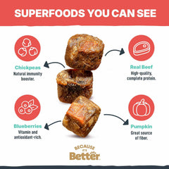 Because It's Better real beef bites with visible vegetables for wholesome meals