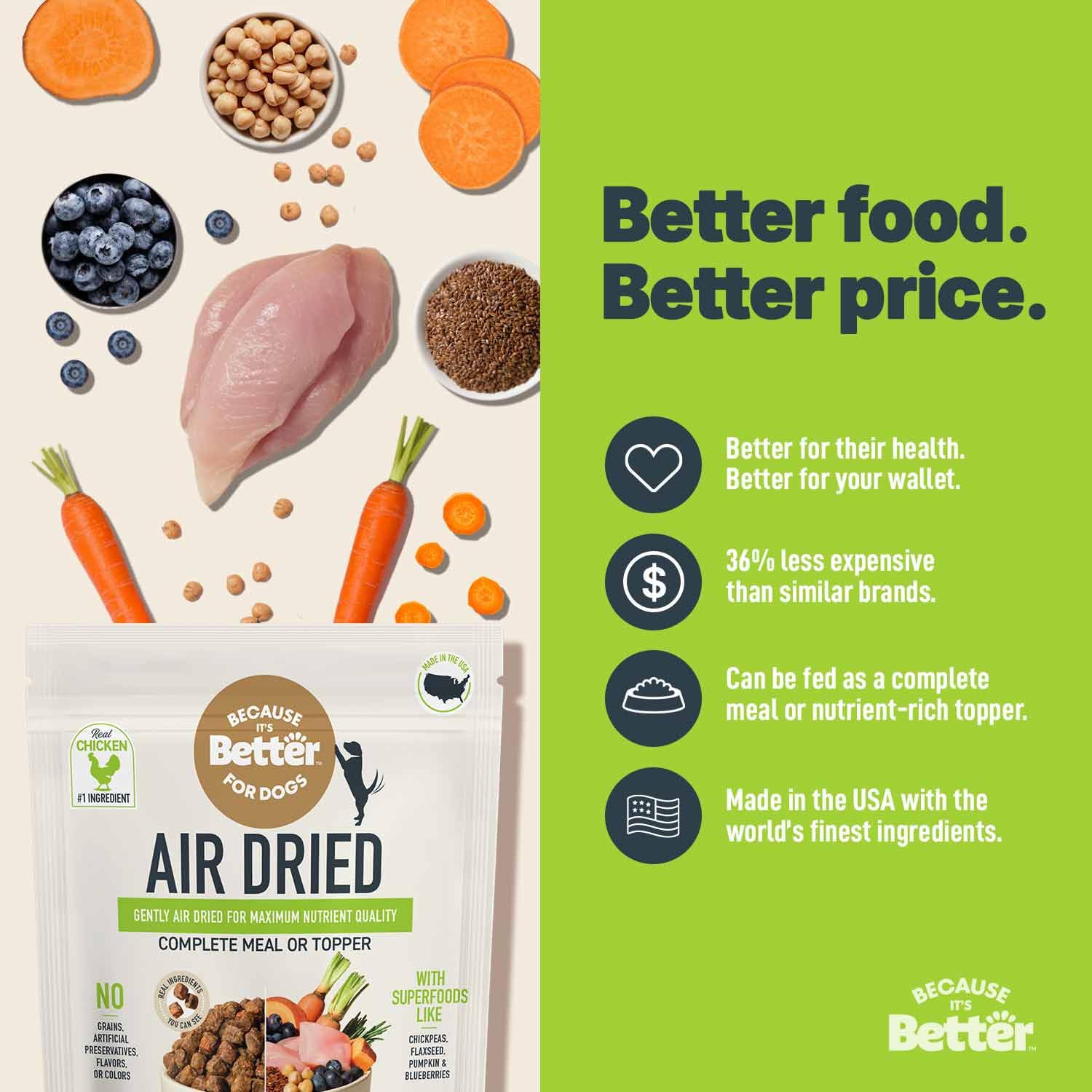 Because It’s Better pantry-ready bag communicates convenient shelf-stable storage.