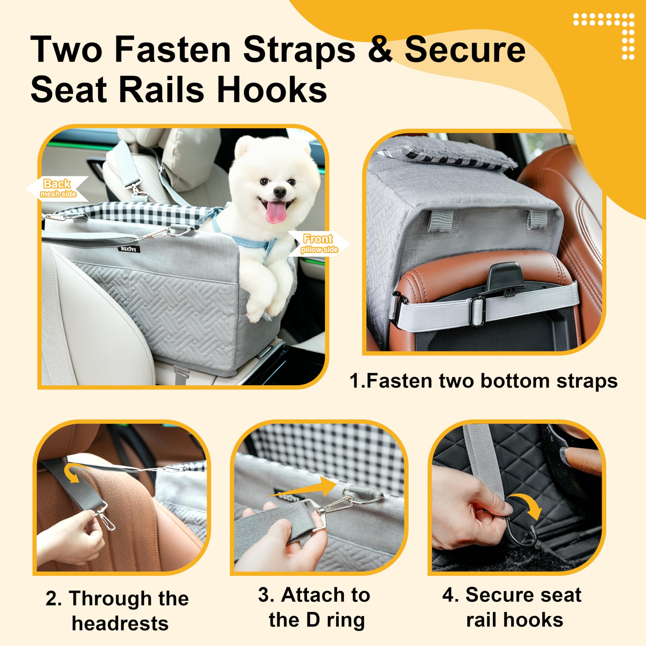 Becivi console dog seat under-seat base provides sturdy anti-collapse support.