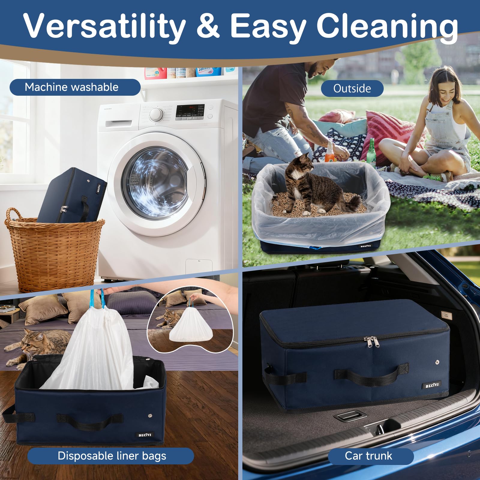 Becivi included scoop, foldable bowl, and liner bags for easy cleanup.