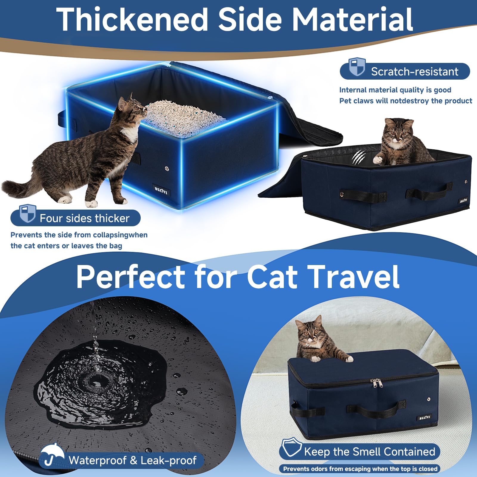 Becivi leak-proof liner with high sides guards against spills during travel.