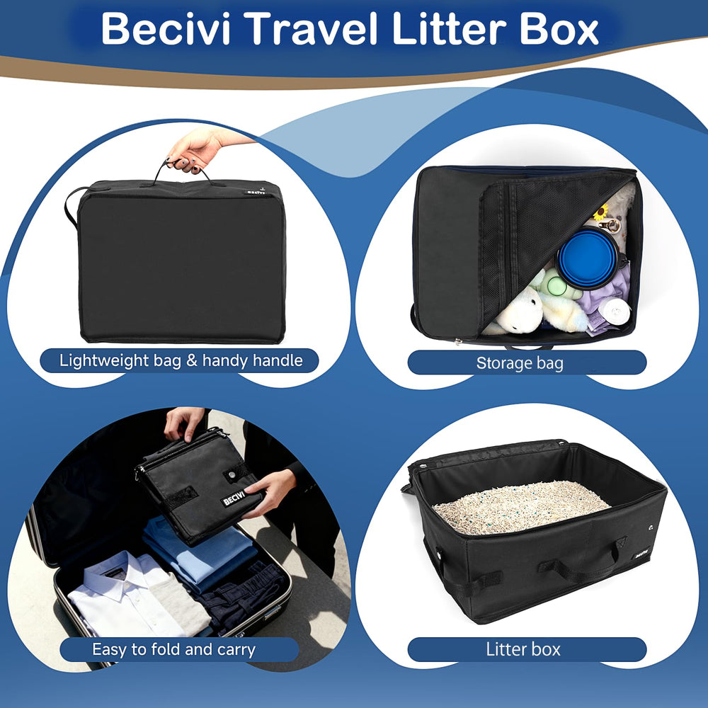 Becivi travel litter box with carry handle for easy transport