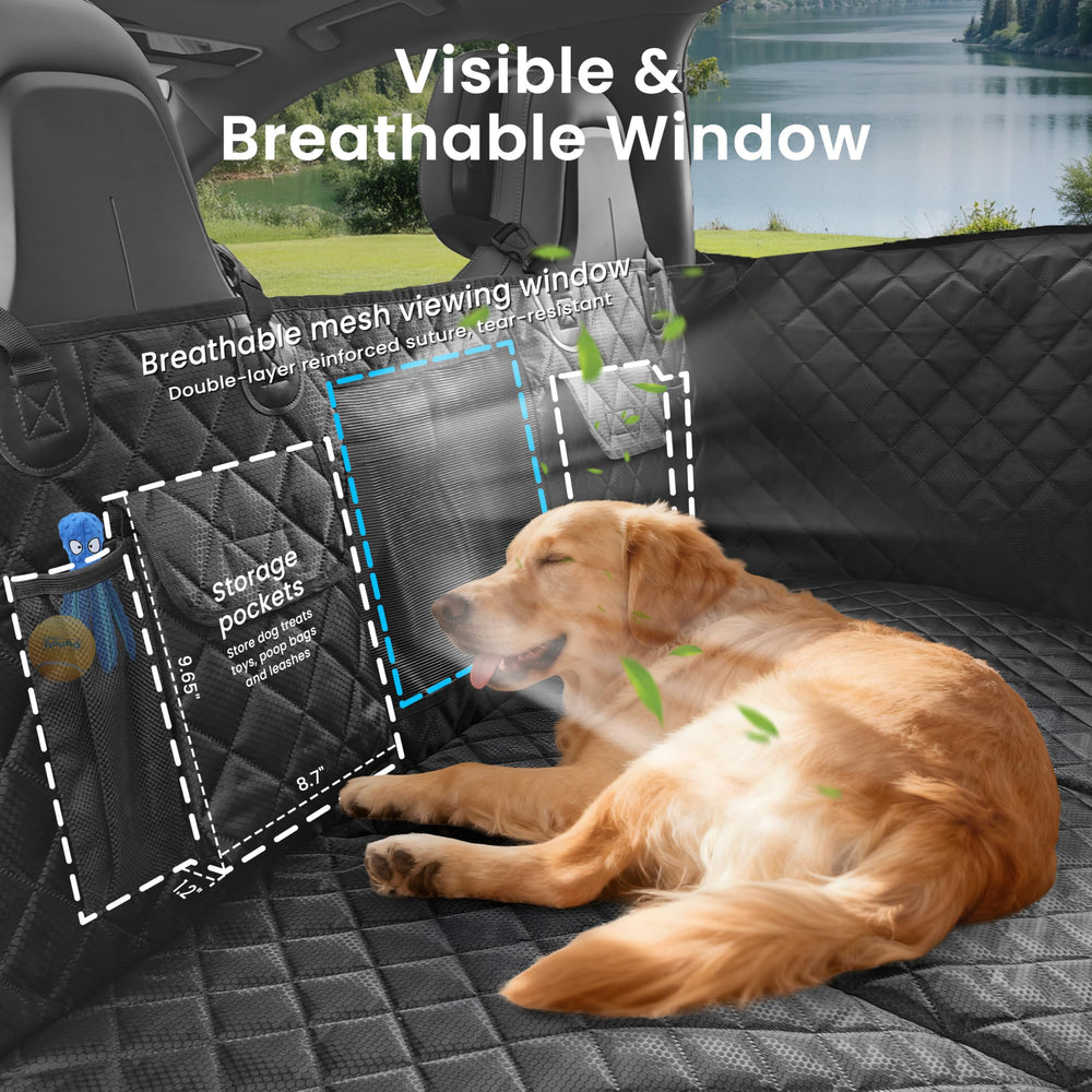 BeComfee dog seat cover easy-clean surface wipes clean after adventures.