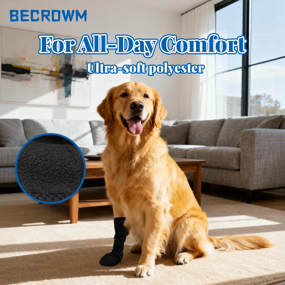 BECROWM protective paw boots with full-wrap design to deter licking and protect the paw area