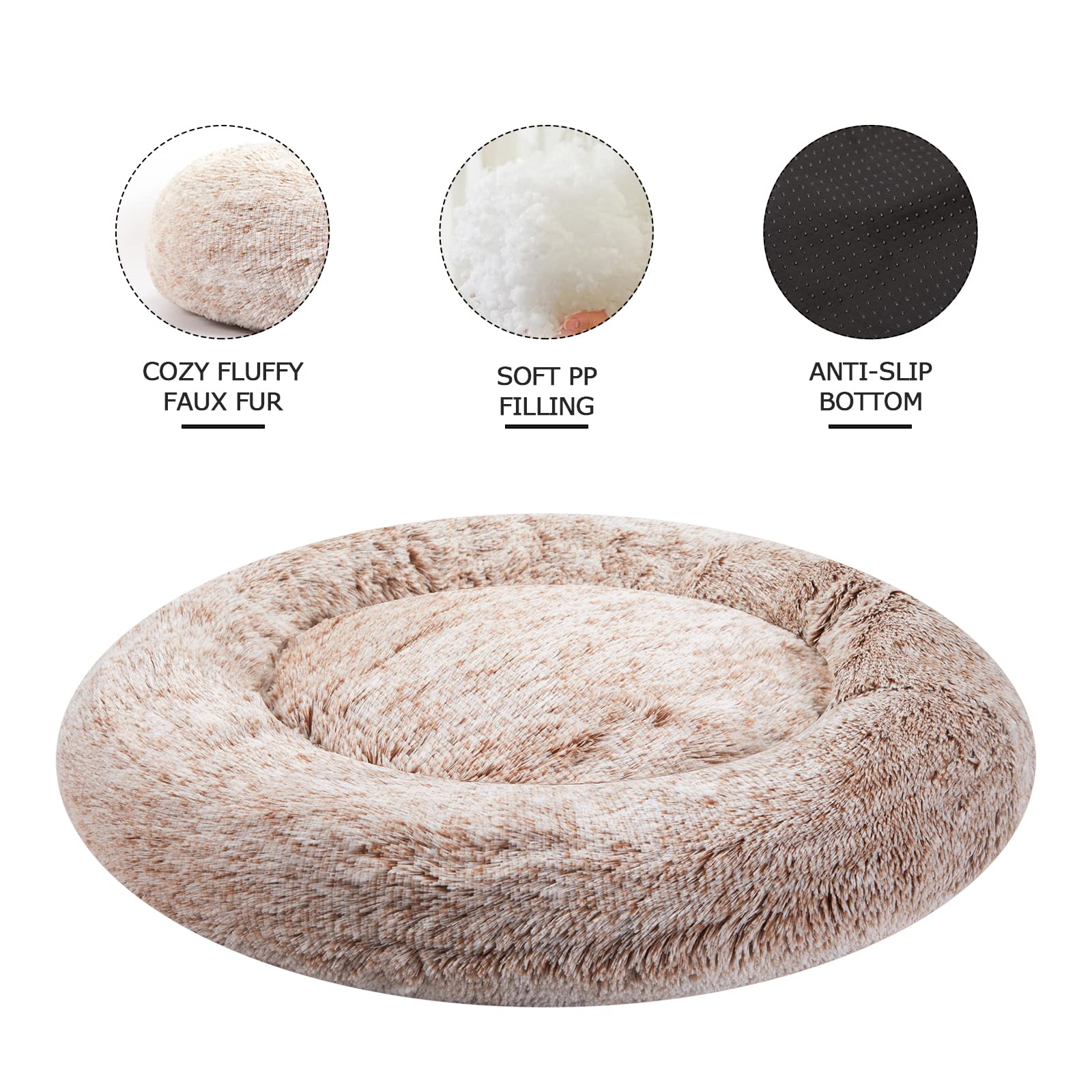 Bedfolks Brown plush dog bed material delivers warm, inviting softness.