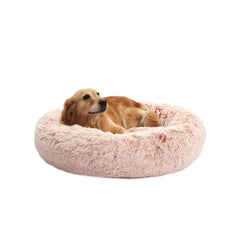 Bedfolks Calming Donut Bed pink top view offers cozy curling space for naps.