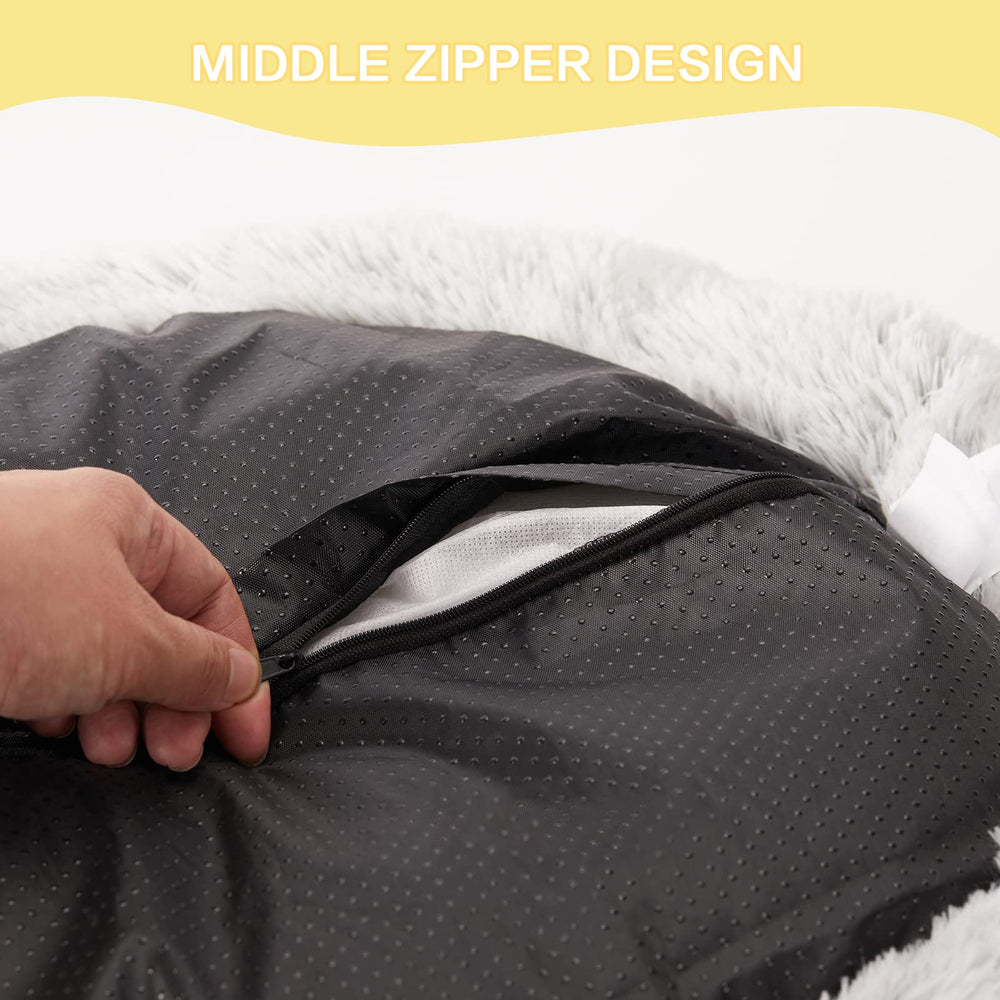 Bedfolks Calming Donut Dog Bed middle zipper for quick washing