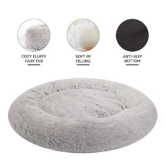 Bedfolks Calming Donut Dog Bed raised rim closeup shows neck support