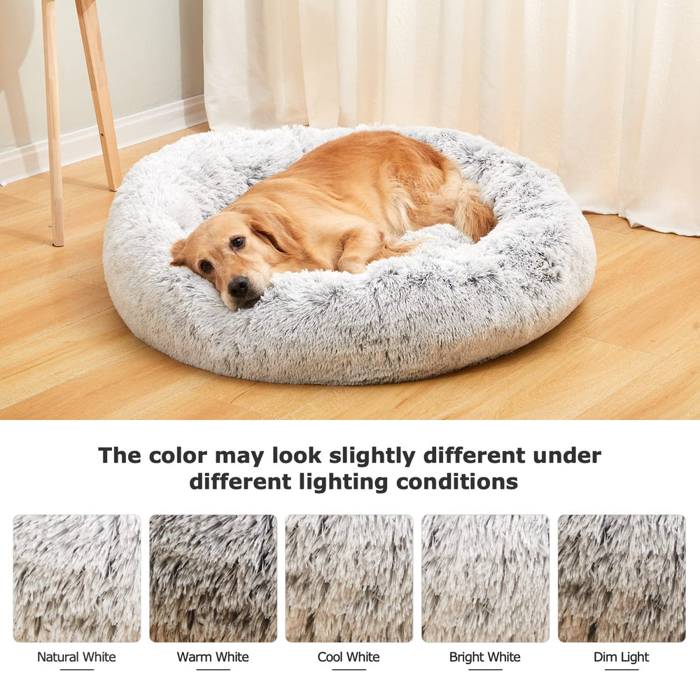 Bedfolks Calming Donut Dog Bed soft fuzz texture promotes lounging
