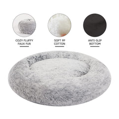 Bedfolks dark grey donut bed features non-slip bottom for safe jumps.