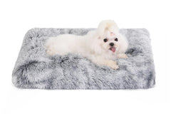 Bedfolks waterproof crate bed front view with plush faux fur for cozy rests.