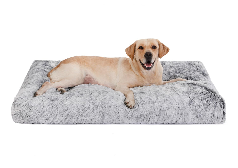 Bedfolks waterproof crate bed with plush faux fur for cozy resting