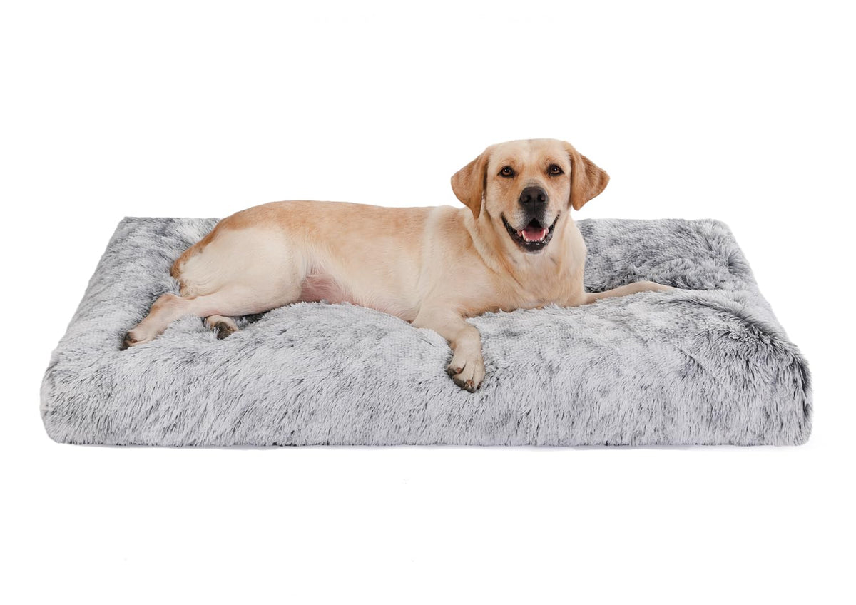 Bedfolks waterproof crate bed with plush faux fur for cozy resting