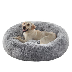 BedStill donut bed 45-inch XL brown front view for calming comfort