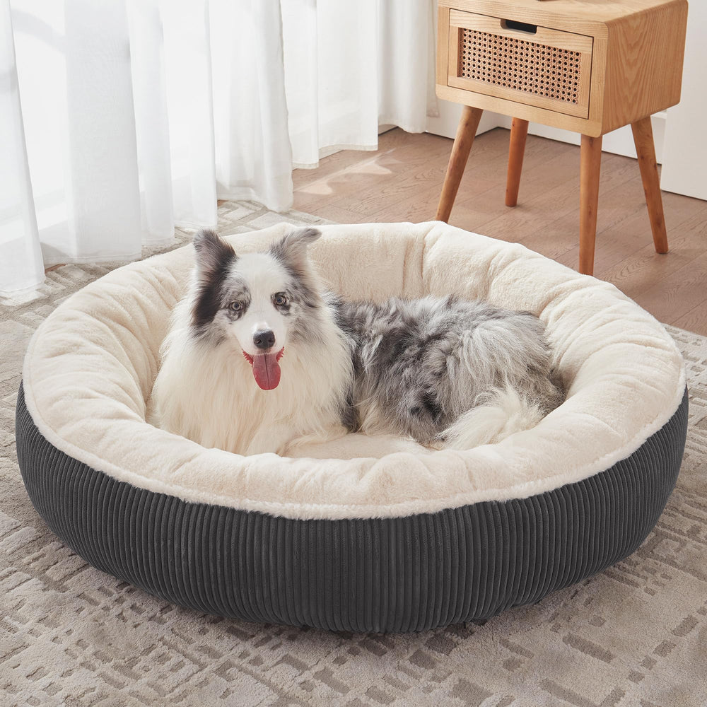 BedStill Donut Bed dark grey XL top view showing round calming design for restful naps.