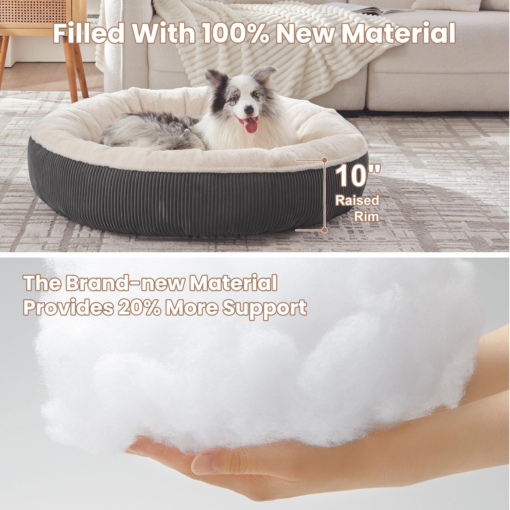 BedStill Donut Bed faux fur surface close-up highlights plush comfort and warmth.