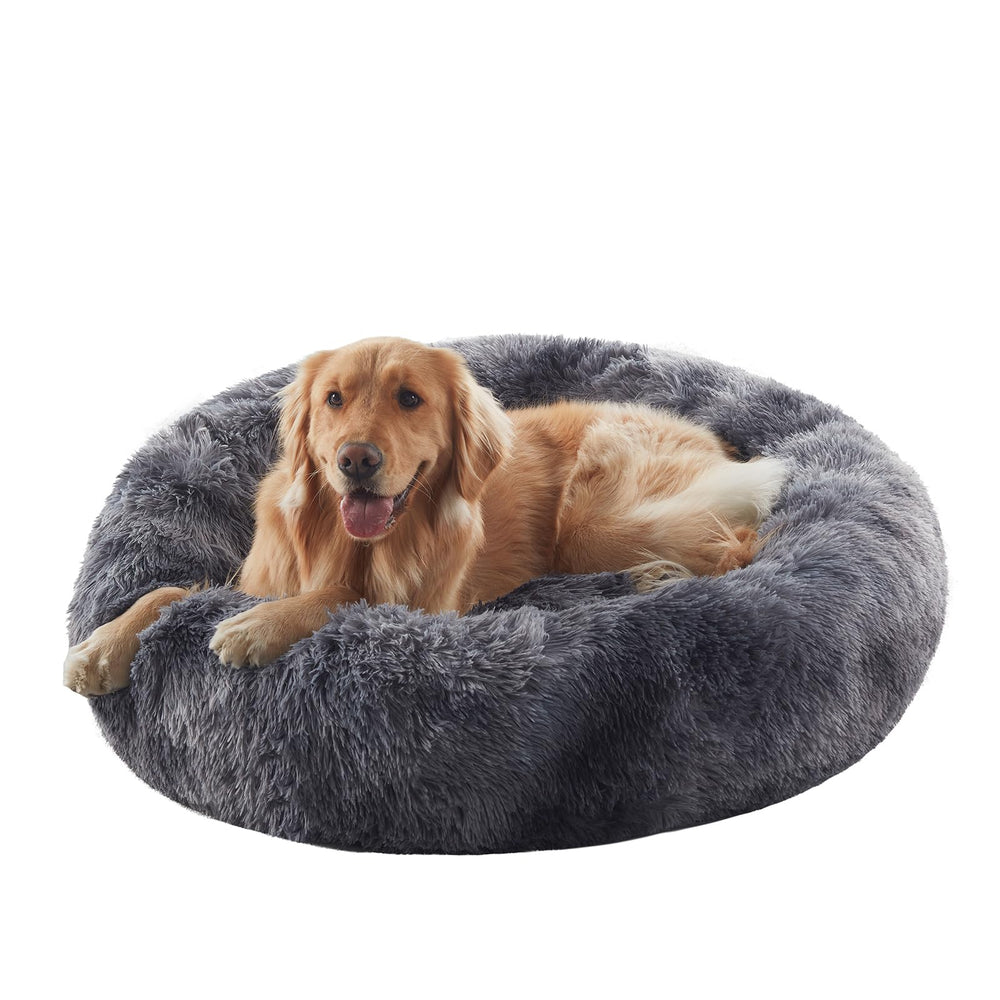 BedStill donut bed with tie-dye grey front view offers secure resting space