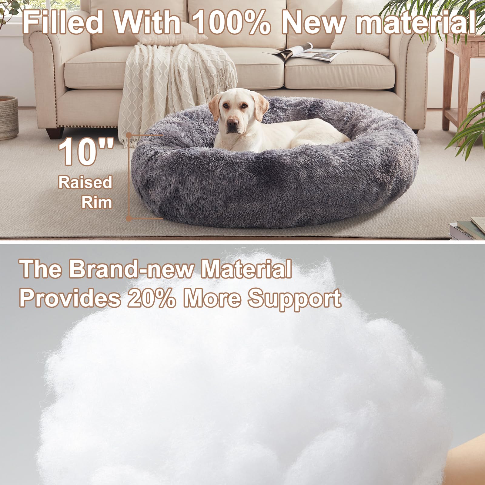 BedStill donut bed XL tie-dye grey top-down demonstrates plush comfort with removable cover.