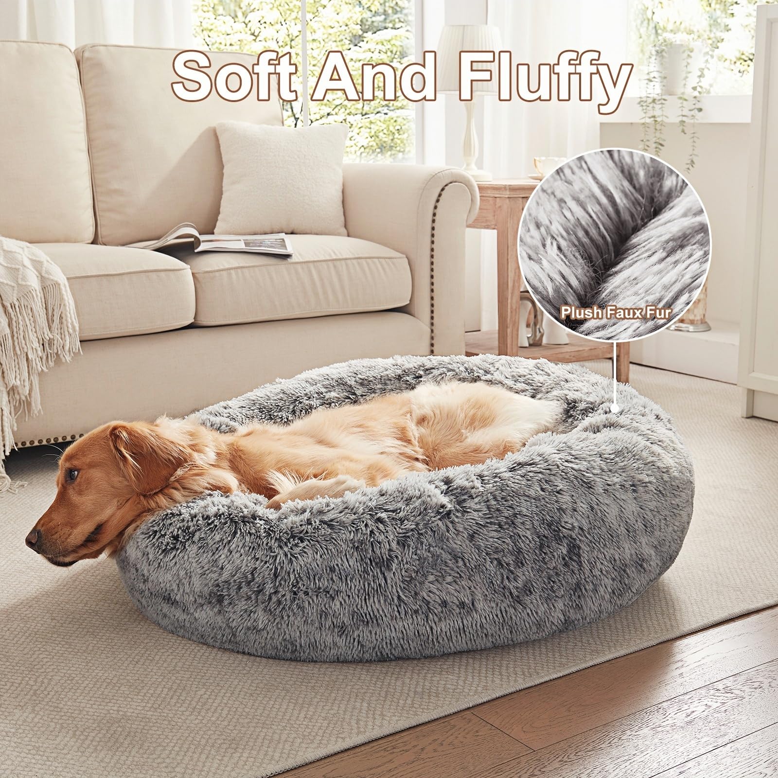 BedStill donut dog bed anti-slip base prevents sliding