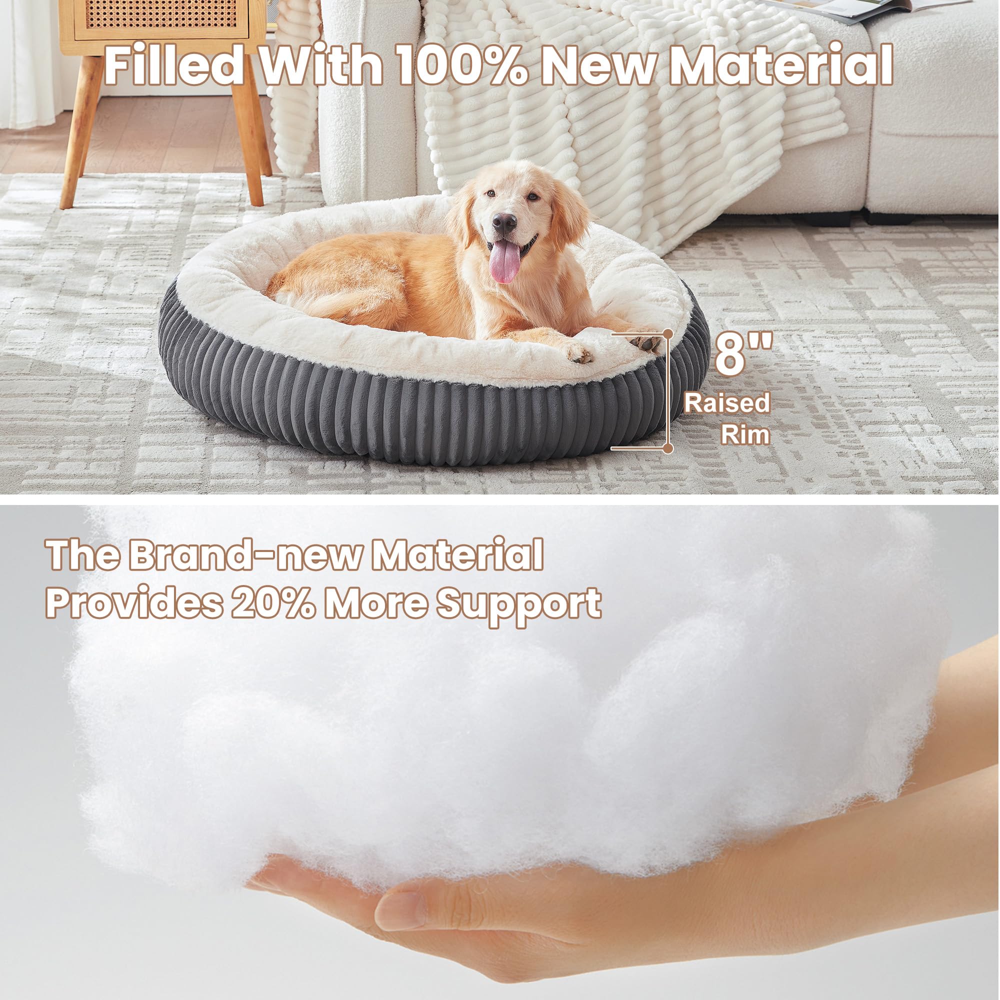 BedStill large charcoal donut bed luxury plush interior for snuggling