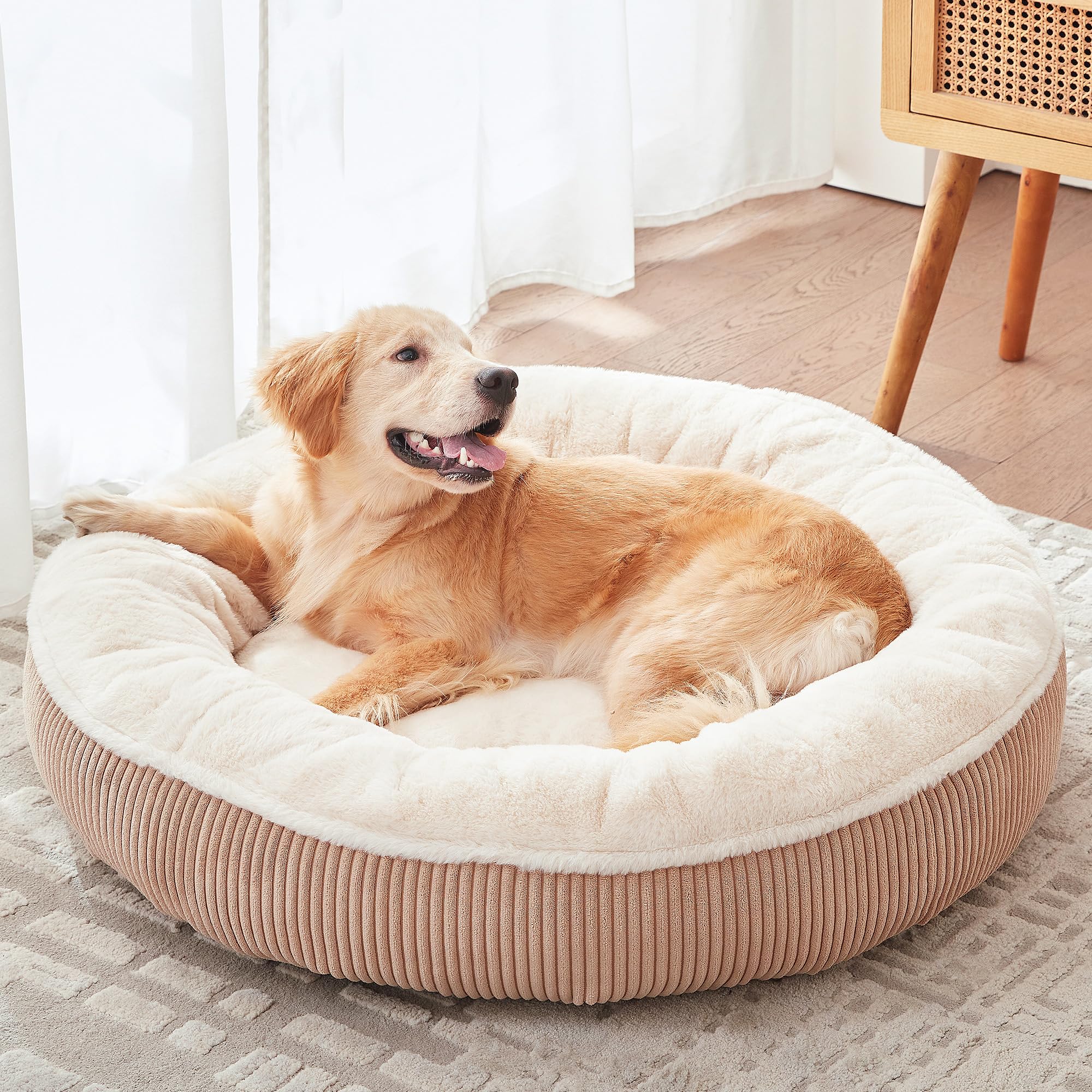 BedStill donut dog bed top view highlights plush interior for large dogs