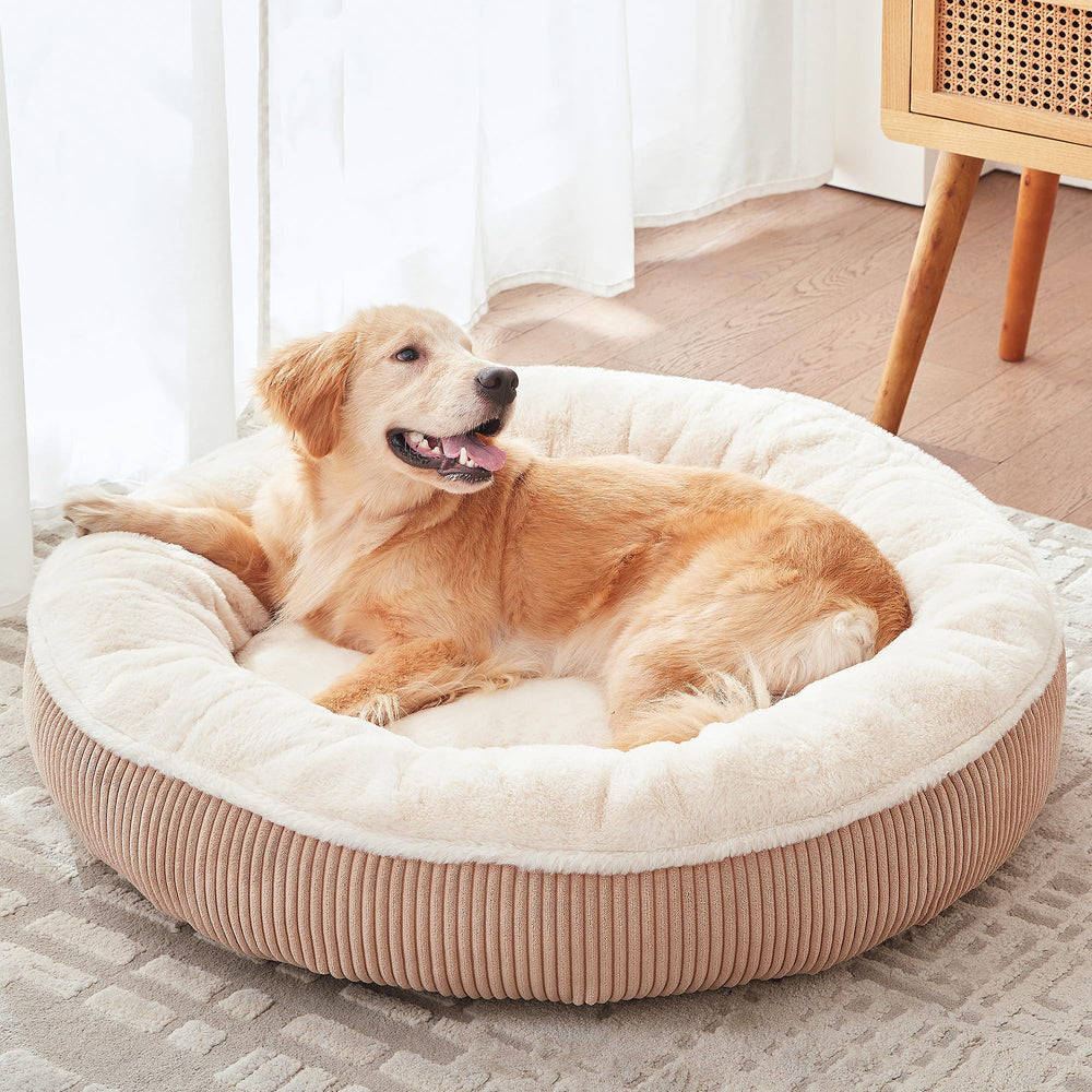 BedStill donut dog bed top view highlights plush interior for large dogs