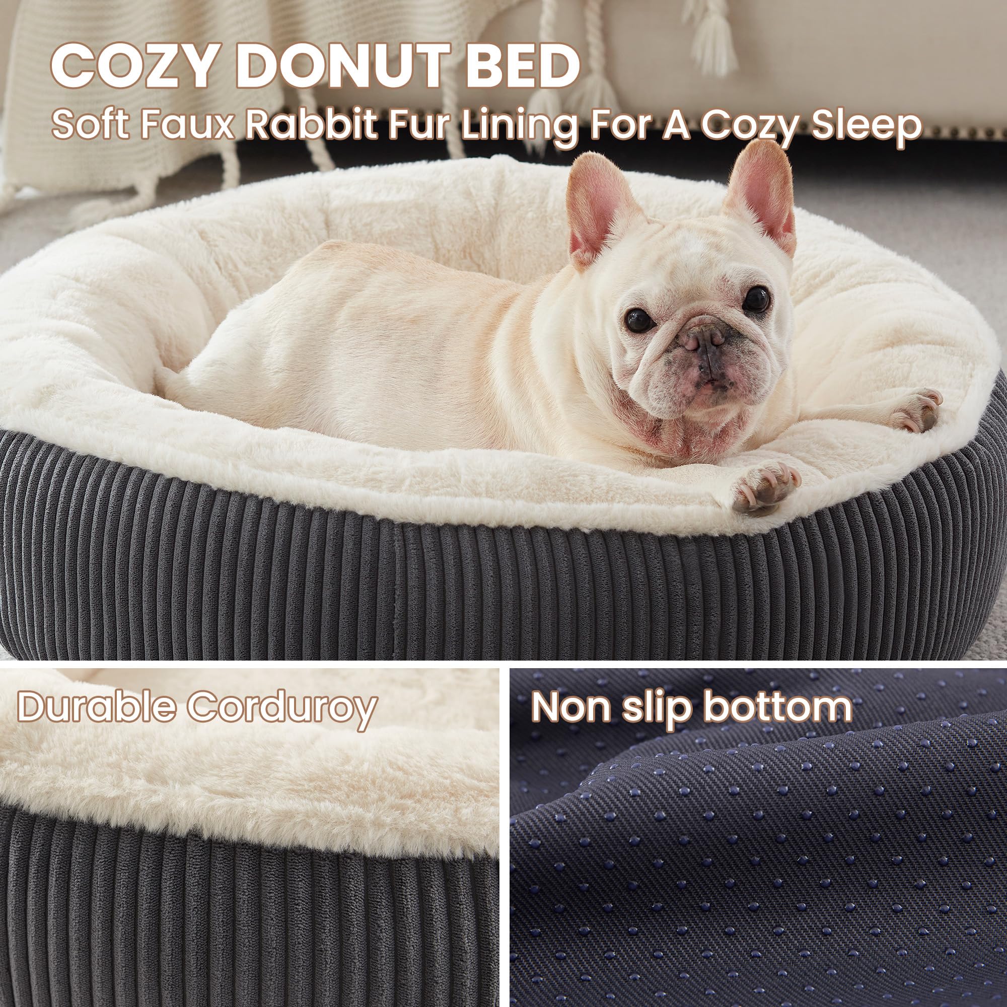 BedStill round pet bed with plush faux fur for cozy naps