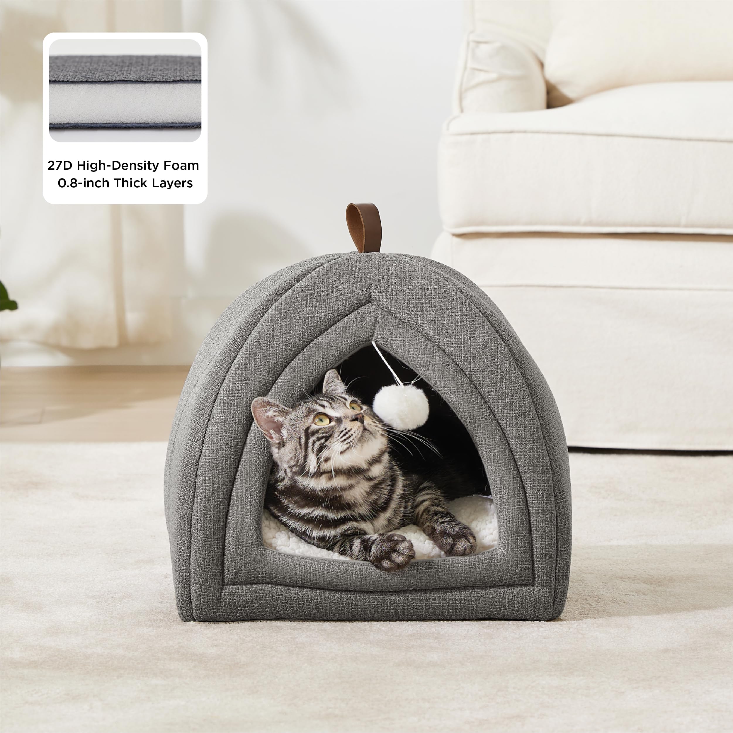 Bedsure 2-in-1 cat tent-bed gray provides versatile lounging or nest-ready comfort.