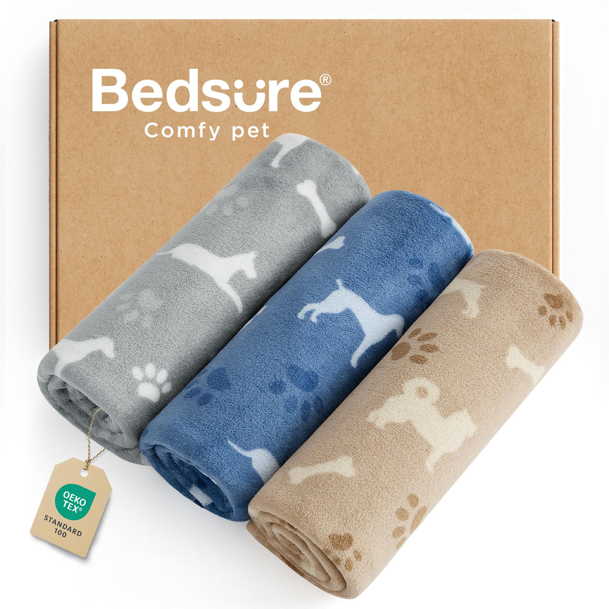 Bedsure 3-pack pet blankets in assorted colors for daily cozy naps