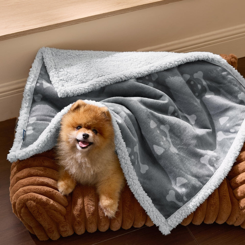Bedsure anchor gray folded blanket ready for compact storage.