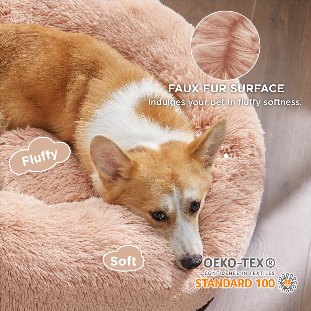 Bedsure anti-slip base on round pet bed for stable naps
