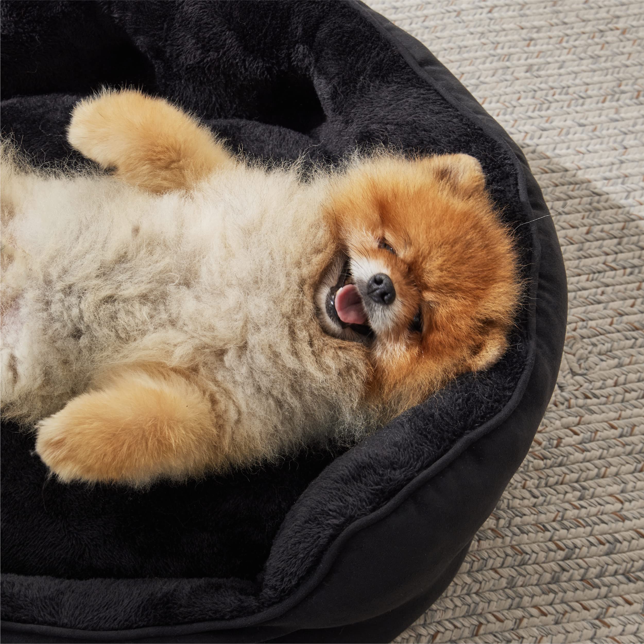 Bedsure black pet bed blends with home décor and spaces.