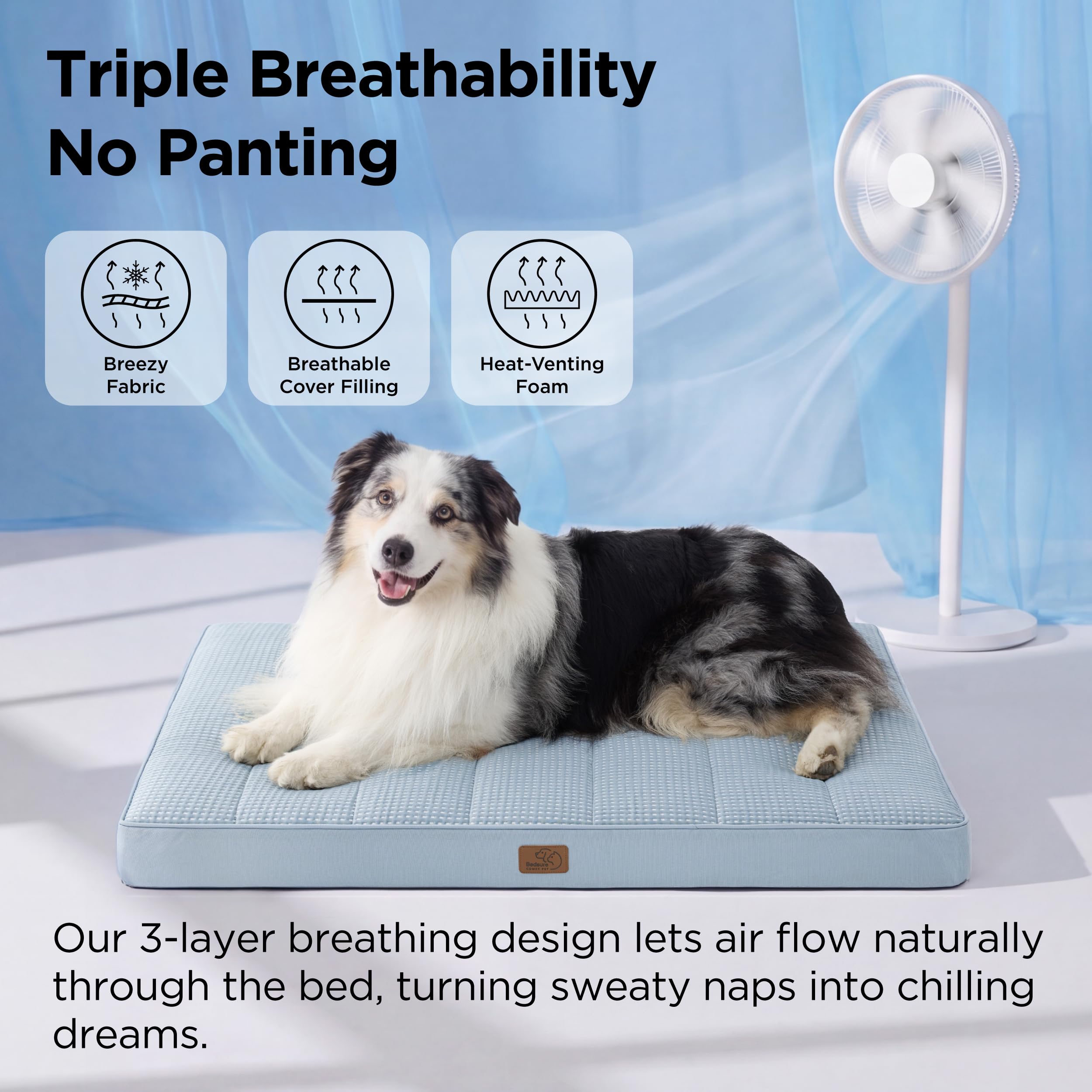 Bedsure breathable top fabric enhances airflow to keep pets cool.